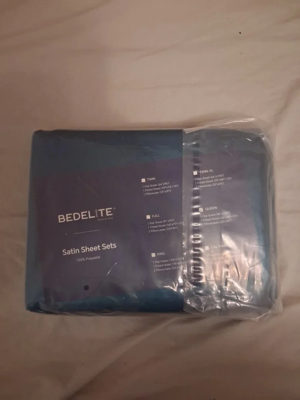 BEDELITE Satin Sheet Set Queen Teal 4-Piece 100% Polyester NWT